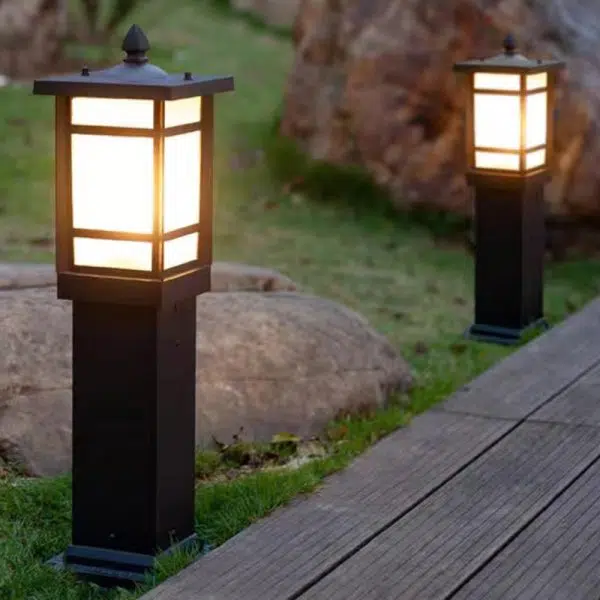 Modern Minimalist Rectangle Lattice Glass Aluminum 1-Light Landscape Lighting Outdoor Light For Garden - Image 14