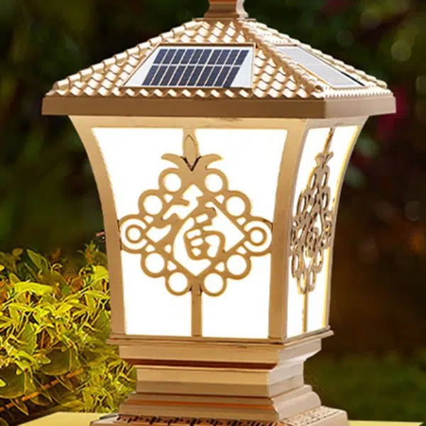 Traditional Chinese Square Column Solar Waterproof PC ABS LED Landscape Lighting Outdoor Light For Outdoor Patio - Image 9