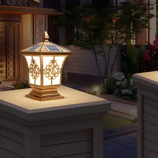 Traditional Chinese Square Column Solar Waterproof PC ABS LED Landscape Lighting Outdoor Light For Outdoor Patio - Image 3