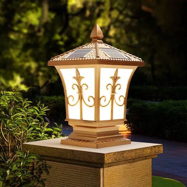 Traditional Chinese Square Column Solar Waterproof PC ABS LED Landscape Lighting Outdoor Light For Outdoor Patio - Image 2