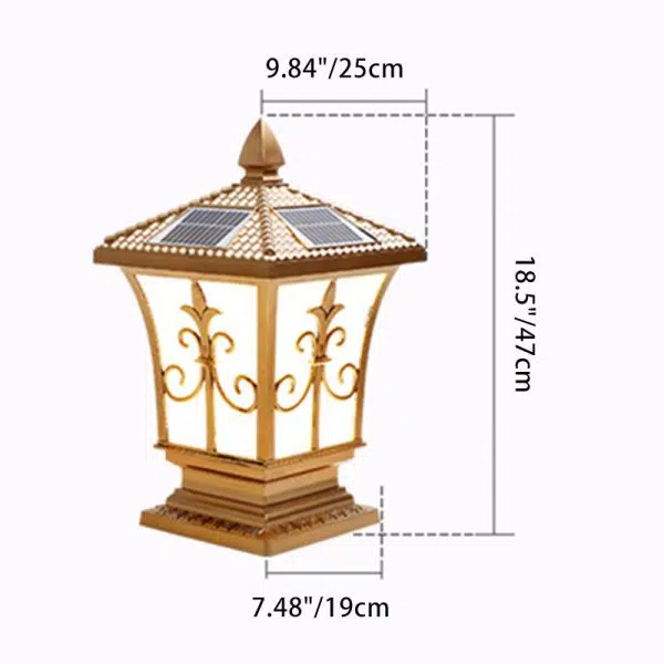 Traditional Chinese Square Column Solar Waterproof PC ABS LED Landscape Lighting Outdoor Light For Outdoor Patio - Image 5