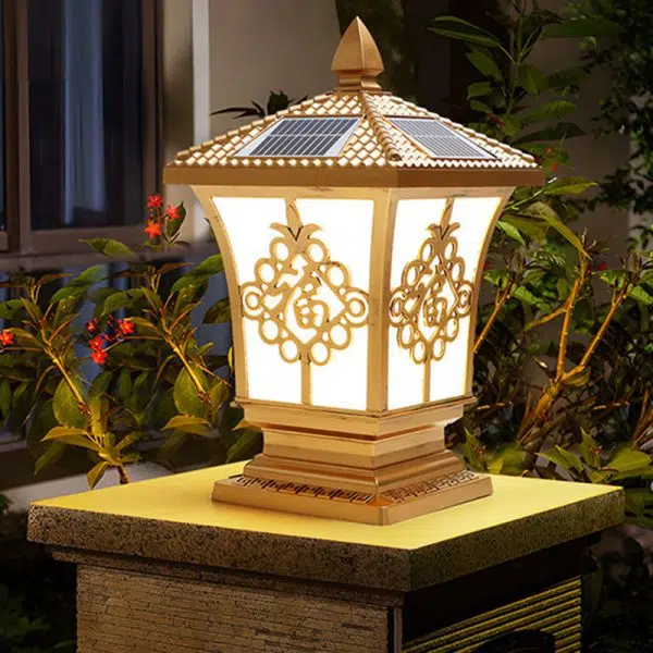 Traditional Chinese Square Column Solar Waterproof PC ABS LED Landscape Lighting Outdoor Light For Outdoor Patio - Image 14