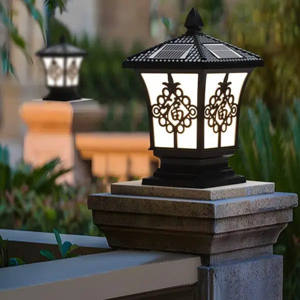Traditional Chinese Square Column Solar Waterproof PC ABS LED Landscape Lighting Outdoor Light For Outdoor Patio - Image 10