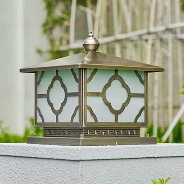 Contemporary Scandinavian Square House Shape Glass Copper 1/2 Light Outdoor Light For Garden - Image 8