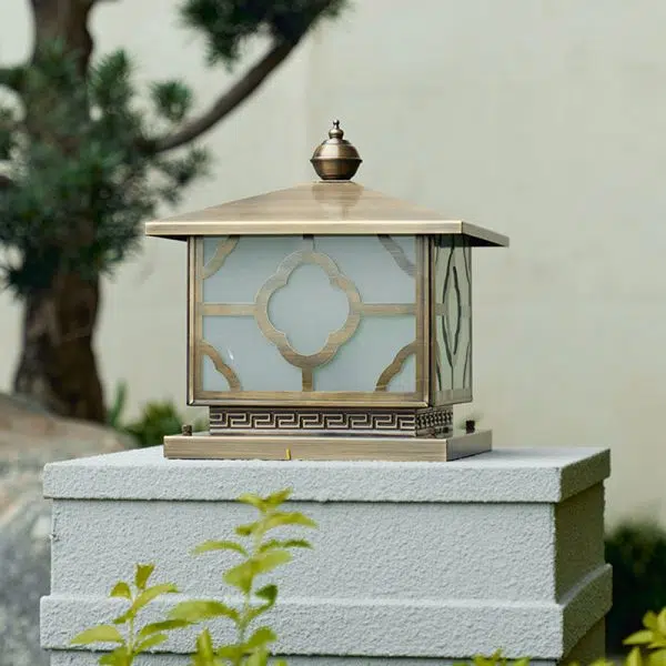 Contemporary Scandinavian Square House Shape Glass Copper 1/2 Light Outdoor Light For Garden - Image 3