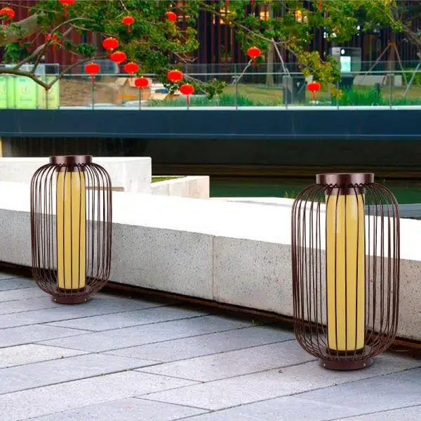 Traditional Chinese Birdcage Cylinder Faux Dolomite Stainless Steel 1-Light Outdoor Landscape For Outdoor Patio - Image 13