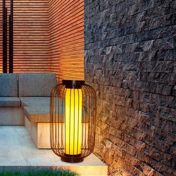 Traditional Chinese Birdcage Cylinder Faux Dolomite Stainless Steel 1-Light Outdoor Landscape For Outdoor Patio - Image 10