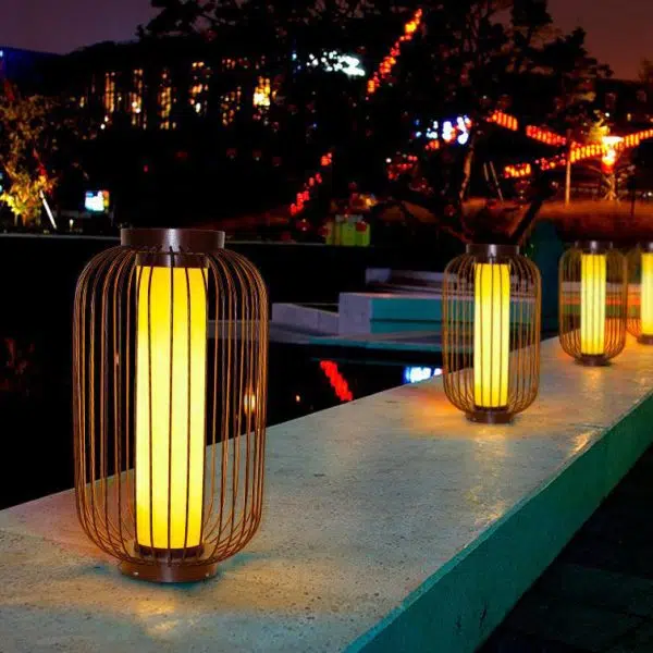 Traditional Chinese Birdcage Cylinder Faux Dolomite Stainless Steel 1-Light Outdoor Landscape For Outdoor Patio - Image 8