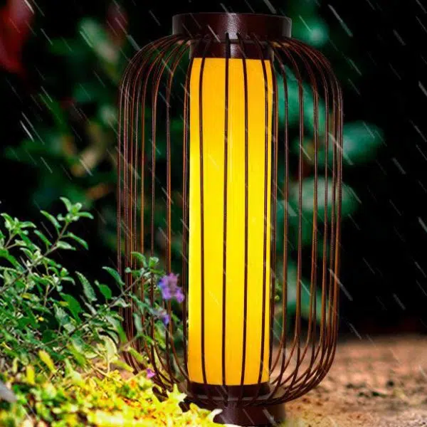 Traditional Chinese Birdcage Cylinder Faux Dolomite Stainless Steel 1-Light Outdoor Landscape For Outdoor Patio - Image 9