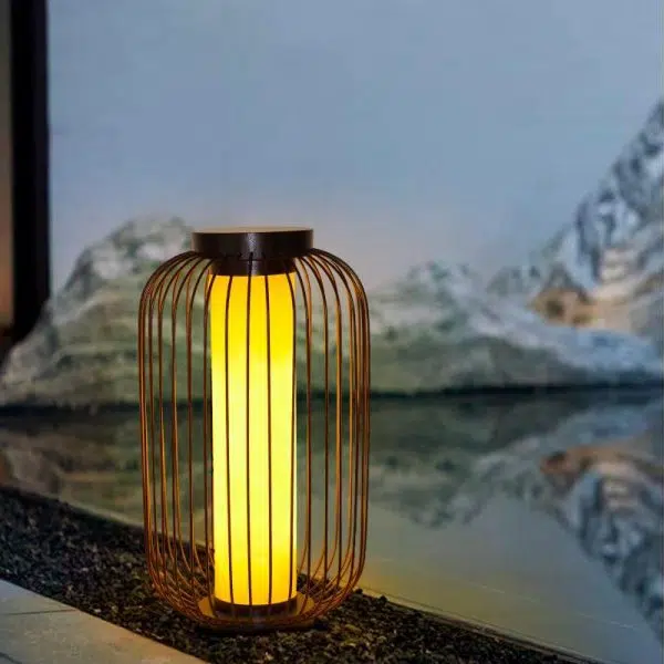 Traditional Chinese Birdcage Cylinder Faux Dolomite Stainless Steel 1-Light Outdoor Landscape For Outdoor Patio - Image 3