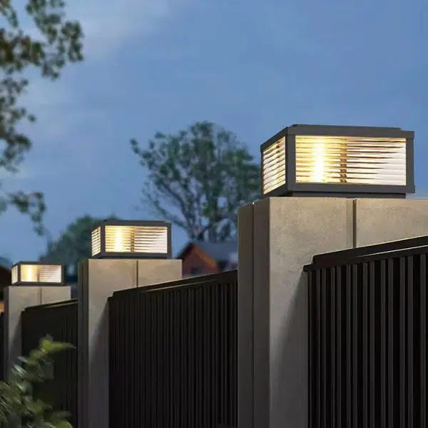 Modern Minimalist Square Stripe Galvanized Iron Stainless Steel Solar LED Outdoor Landscape For Outdoor Patio - Image 2