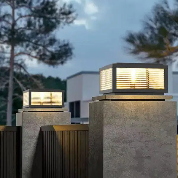 Modern Minimalist Square Stripe Galvanized Iron Stainless Steel Solar LED Outdoor Landscape For Outdoor Patio - Image 3