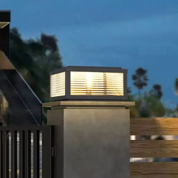 Modern Minimalist Square Stripe Galvanized Iron Stainless Steel Solar LED Outdoor Landscape For Outdoor Patio - Image 10