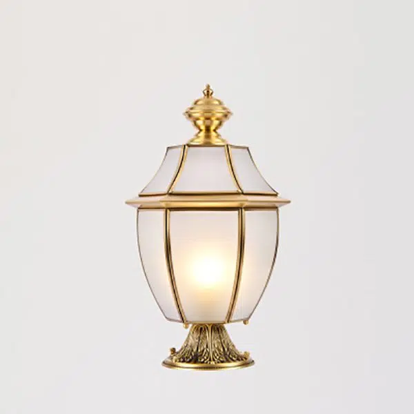 Contemporary Scandinavian Hexagonal Bell Glass Brass 1-Light Outdoor Light For Outdoor Patio - Image 12