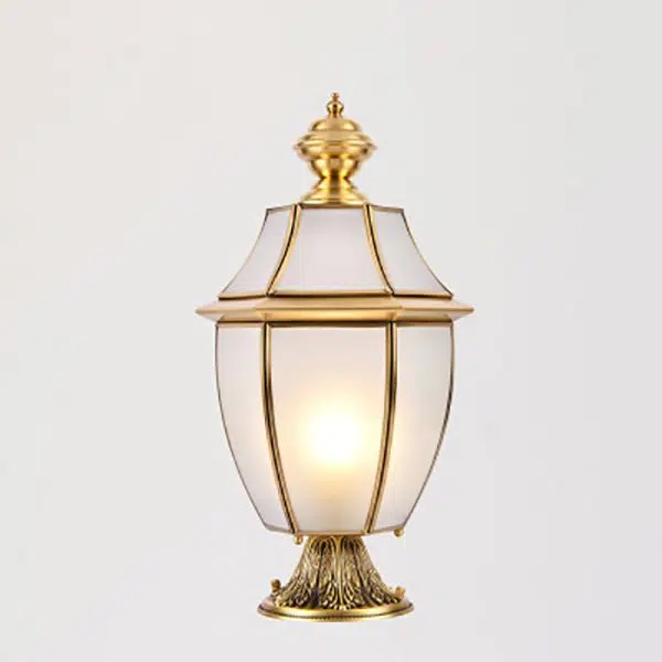 Contemporary Scandinavian Hexagonal Bell Glass Brass 1-Light Outdoor Light For Outdoor Patio - Image 13