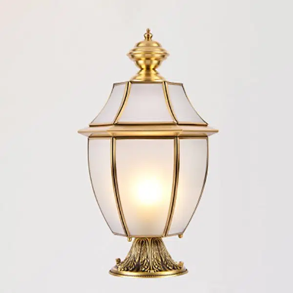 Contemporary Scandinavian Hexagonal Bell Glass Brass 1-Light Outdoor Light For Outdoor Patio - Image 14