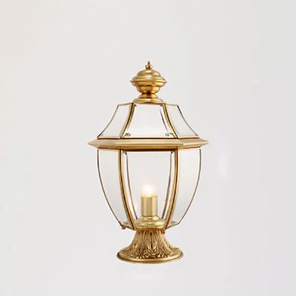 Contemporary Scandinavian Hexagonal Bell Glass Brass 1-Light Outdoor Light For Outdoor Patio - Image 15