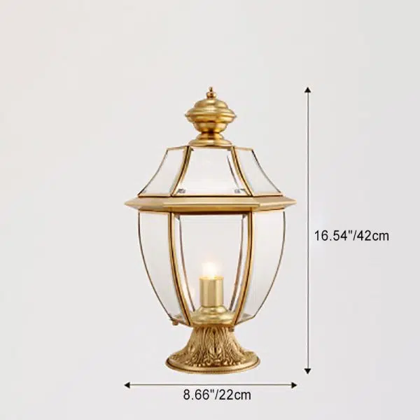 Contemporary Scandinavian Hexagonal Bell Glass Brass 1-Light Outdoor Light For Outdoor Patio - Image 4
