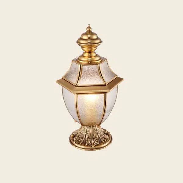 Contemporary Scandinavian Hexagonal Bell Glass Brass 1-Light Outdoor Light For Outdoor Patio - Image 20