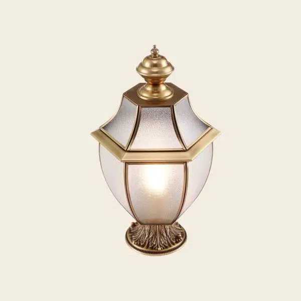 Contemporary Scandinavian Hexagonal Bell Glass Brass 1-Light Outdoor Light For Outdoor Patio - Image 23