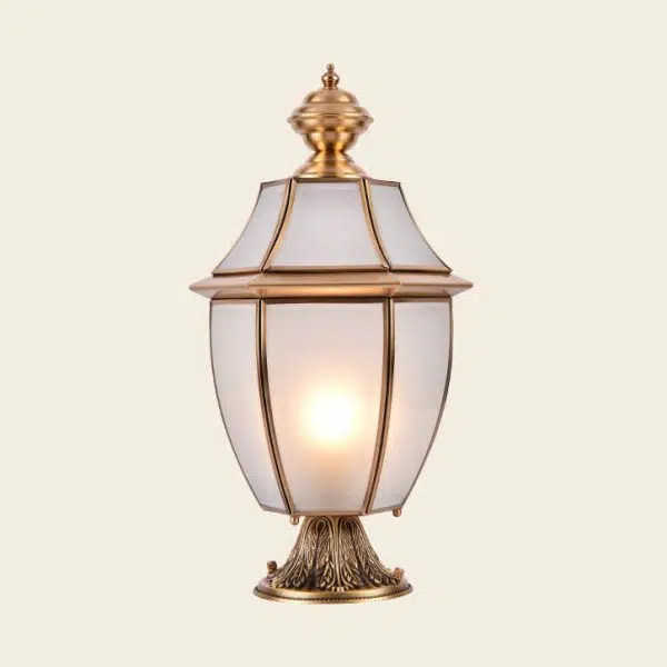 Contemporary Scandinavian Hexagonal Bell Glass Brass 1-Light Outdoor Light For Outdoor Patio - Image 24