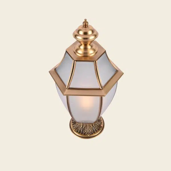 Contemporary Scandinavian Hexagonal Bell Glass Brass 1-Light Outdoor Light For Outdoor Patio - Image 27