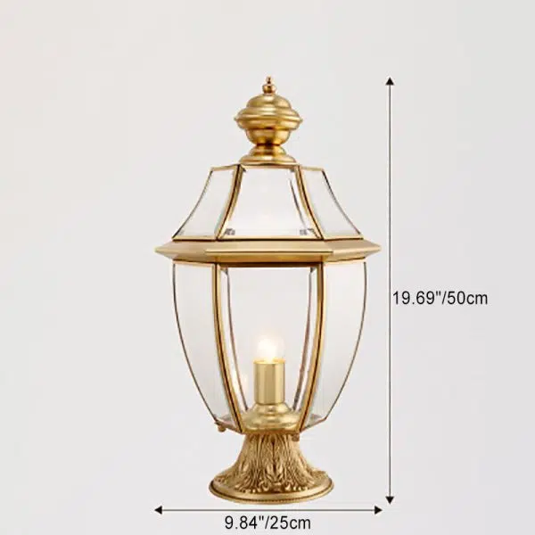 Contemporary Scandinavian Hexagonal Bell Glass Brass 1-Light Outdoor Light For Outdoor Patio - Image 5