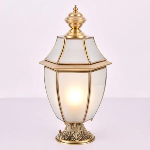 Contemporary Scandinavian Hexagonal Bell Glass Brass 1-Light Outdoor Light For Outdoor Patio - Image 28