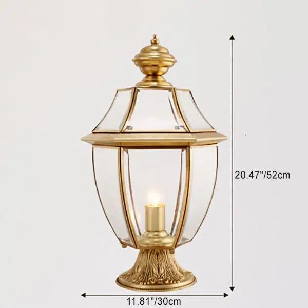 Contemporary Scandinavian Hexagonal Bell Glass Brass 1-Light Outdoor Light For Outdoor Patio - Image 6