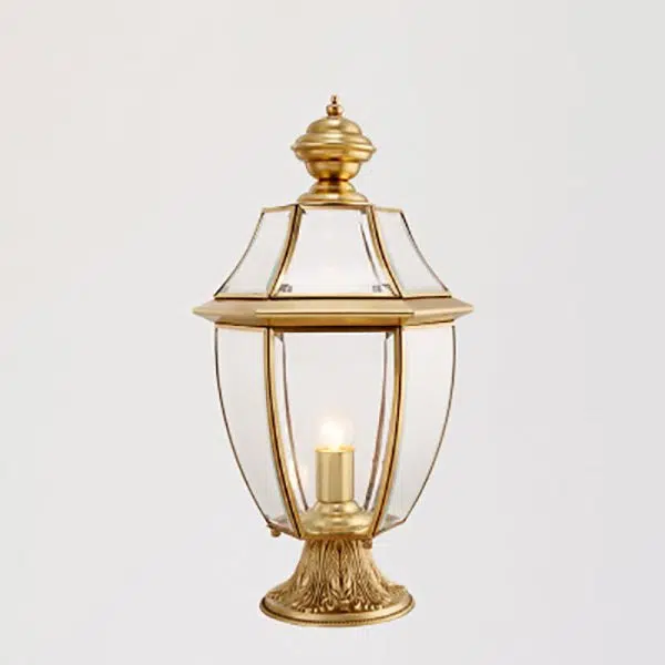 Contemporary Scandinavian Hexagonal Bell Glass Brass 1-Light Outdoor Light For Outdoor Patio - Image 29