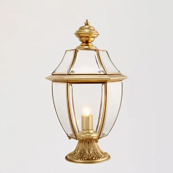 Contemporary Scandinavian Hexagonal Bell Glass Brass 1-Light Outdoor Light For Outdoor Patio - Image 30