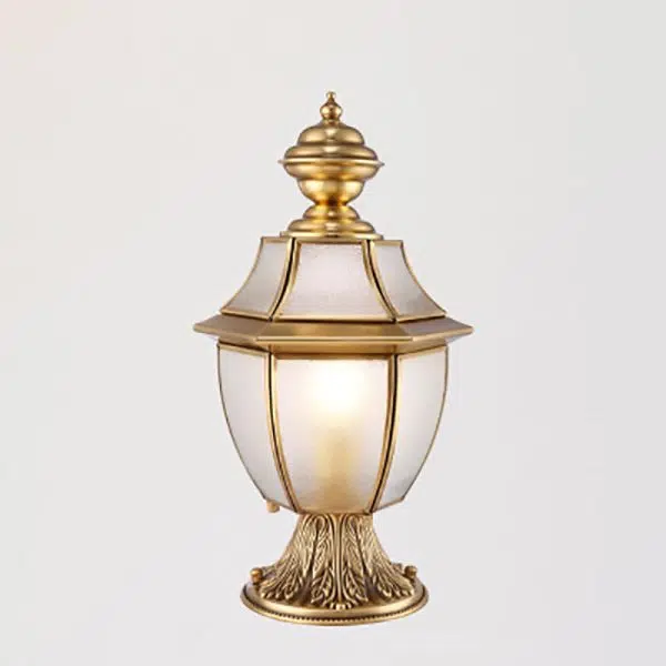 Contemporary Scandinavian Hexagonal Bell Glass Brass 1-Light Outdoor Light For Outdoor Patio - Image 31