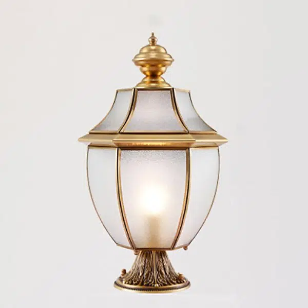 Contemporary Scandinavian Hexagonal Bell Glass Brass 1-Light Outdoor Light For Outdoor Patio - Image 33