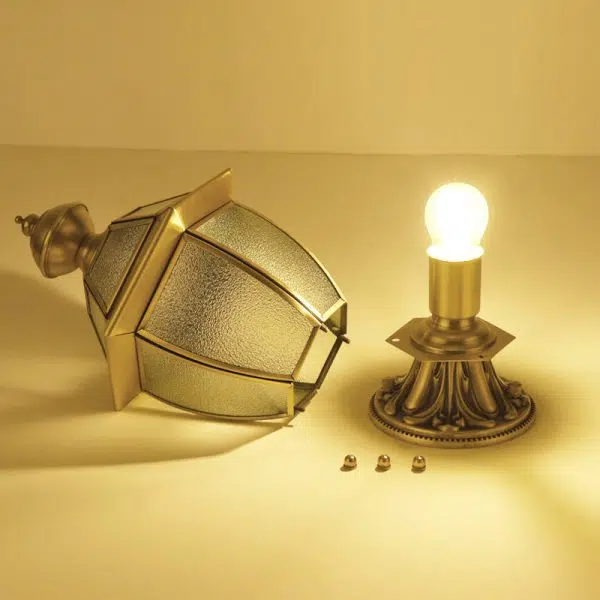 Contemporary Scandinavian Hexagonal Bell Glass Brass 1-Light Outdoor Light For Outdoor Patio - Image 11