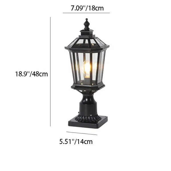 Traditional Vintage Octagonal Square Curved Linear Glass Aluminum 1-Light Outdoor Light For Garden - Image 4