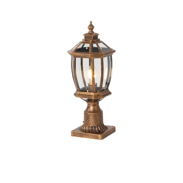 Traditional Vintage Octagonal Square Curved Linear Glass Aluminum 1-Light Outdoor Light For Garden - Image 11