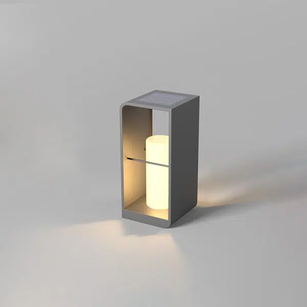 Modern Minimalist Rectangle Cylinder Solar Waterproof PE Hardware LED Outdoor Light For Garden - Image 13