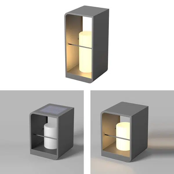 Modern Minimalist Rectangle Cylinder Solar Waterproof PE Hardware LED Outdoor Light For Garden - Image 17