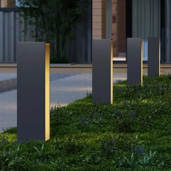 Modern Minimalist Rectangle Cylinder Solar Waterproof PE Hardware LED Outdoor Light For Garden - Image 3