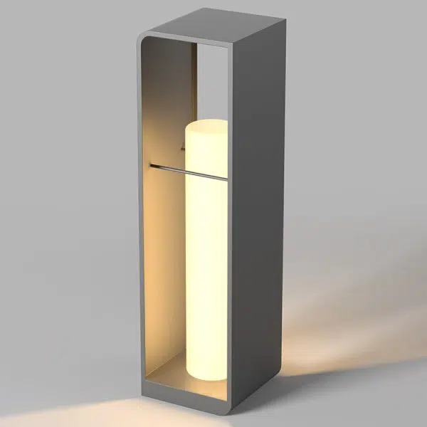 Modern Minimalist Rectangle Cylinder Solar Waterproof PE Hardware LED Outdoor Light For Garden - Image 16