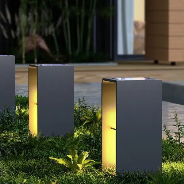 Modern Minimalist Rectangle Cylinder Solar Waterproof PE Hardware LED Outdoor Light For Garden - Image 10