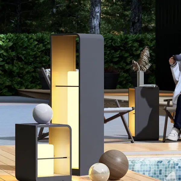 Modern Minimalist Rectangle Cylinder Solar Waterproof PE Hardware LED Outdoor Light For Garden - Image 11