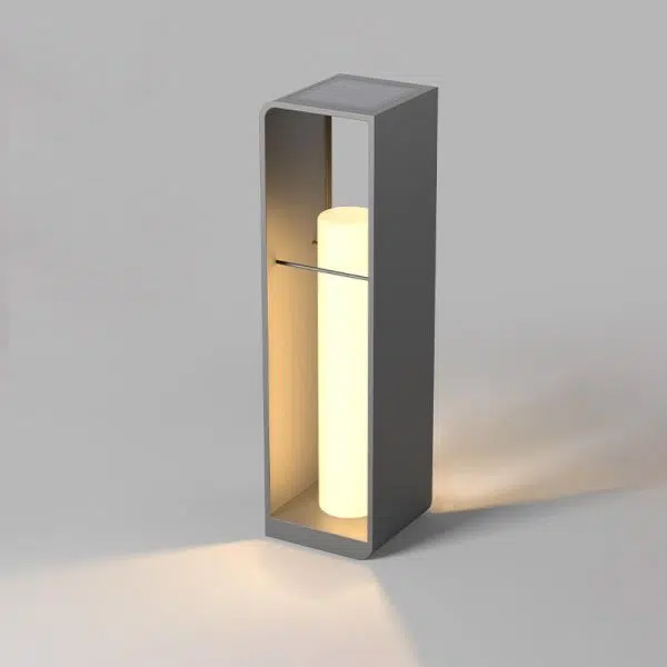 Modern Minimalist Rectangle Cylinder Solar Waterproof PE Hardware LED Outdoor Light For Garden - Image 14