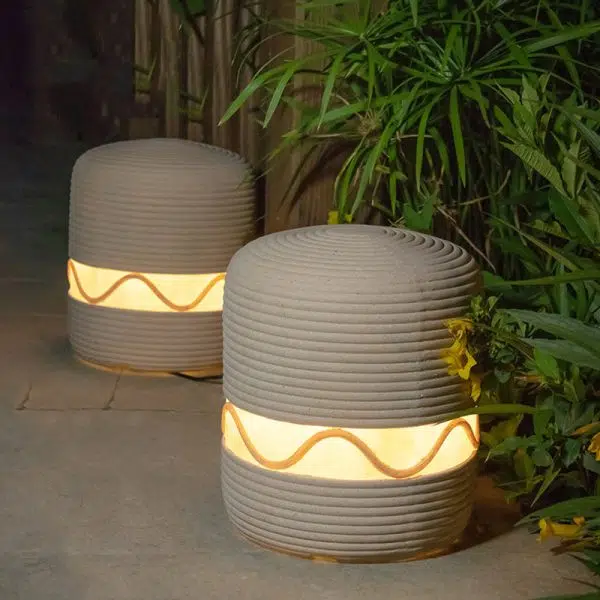 Traditional Japanese Solar Waterproof Resin Cylinder LED Landscape Lighting Outdoor Light For Garden - Image 9