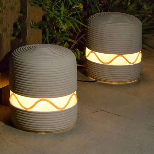 Traditional Japanese Solar Waterproof Resin Cylinder LED Landscape Lighting Outdoor Light For Garden - Image 10