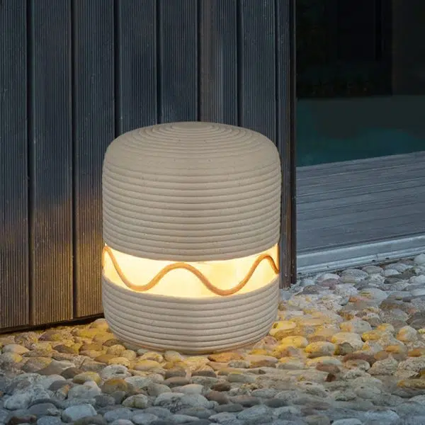 Traditional Japanese Solar Waterproof Resin Cylinder LED Landscape Lighting Outdoor Light For Garden - Image 3