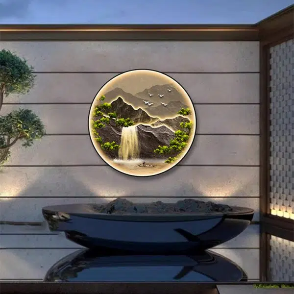 Modern Art Deco Solar Waterproof Aluminum Alloy Crystalline Round Landscape LED Wall Sconce Lamp For Outdoor Patio - Image 3