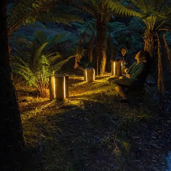 Modern Art Deco Solar Waterproof Resin Fiberglass Cylinder Tree Stump Wood Grain LED Landscape Lighting Outdoor Light For Garden - Image 15