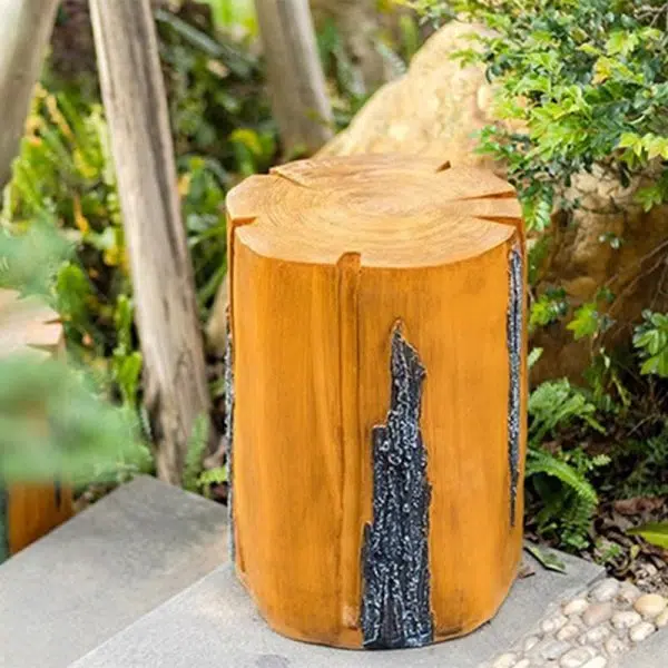 Modern Art Deco Solar Waterproof Resin Fiberglass Cylinder Tree Stump Wood Grain LED Landscape Lighting Outdoor Light For Garden - Image 20