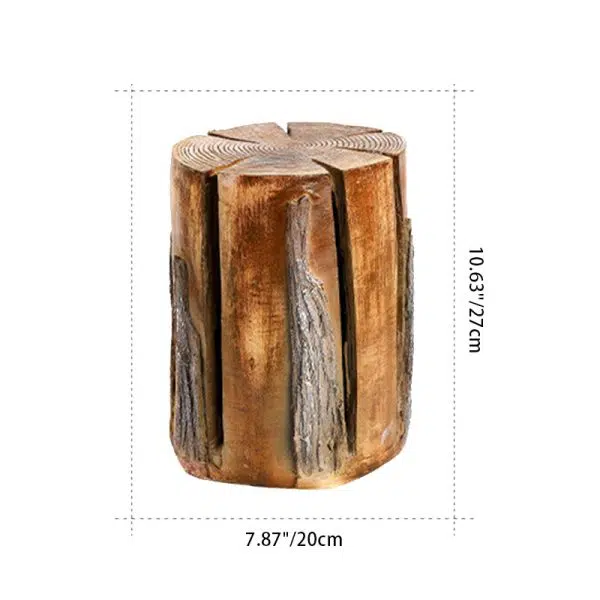 Modern Art Deco Solar Waterproof Resin Fiberglass Cylinder Tree Stump Wood Grain LED Landscape Lighting Outdoor Light For Garden - Image 6